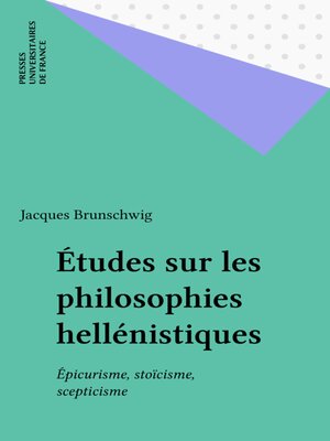cover image of Études sur les philosophies hellénistiques